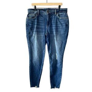 Women's Plus 14W Kut from the Kloth Skinny Ankle Jeans Raw Hem Zipper Fly